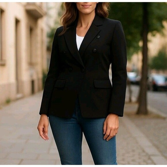 Lane Bryant Jackets & Blazers - Lane Bryant The Bryant Blazer in Black Ponte Knit NEW Military Buttons Size 20